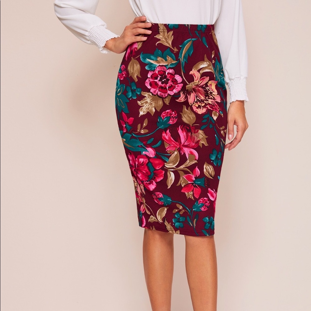 ❤️High Waist Botanical Pencil Skirt
